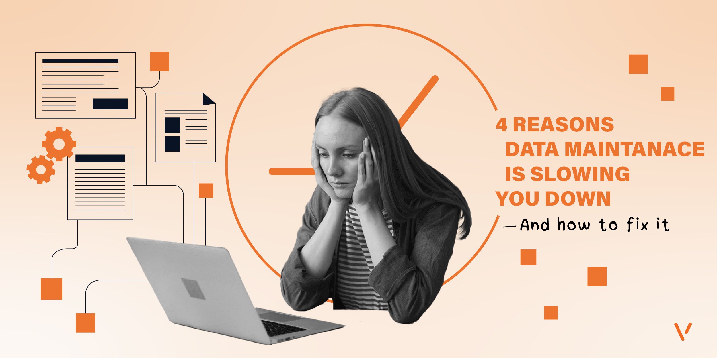 Woman looking at computer thinking about slow data maintenance