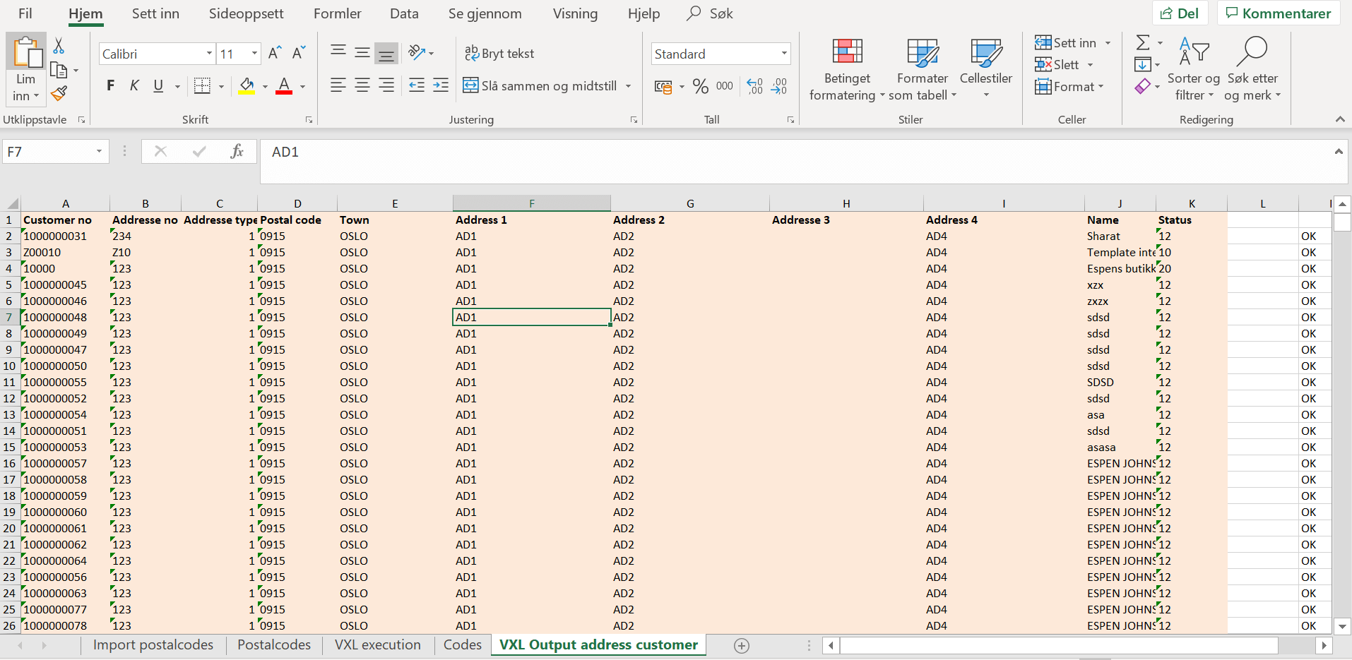 Vince Excel excel sheet - delivering goods