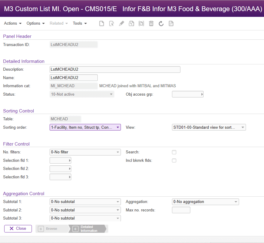 M3 custom list MI