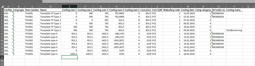 Excel Infor M3